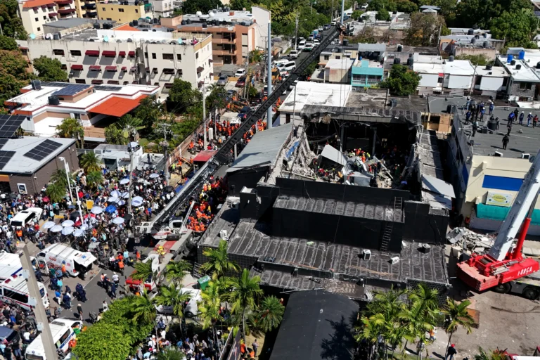 Rescue workers search the rubble for survivors at dominican nightclub