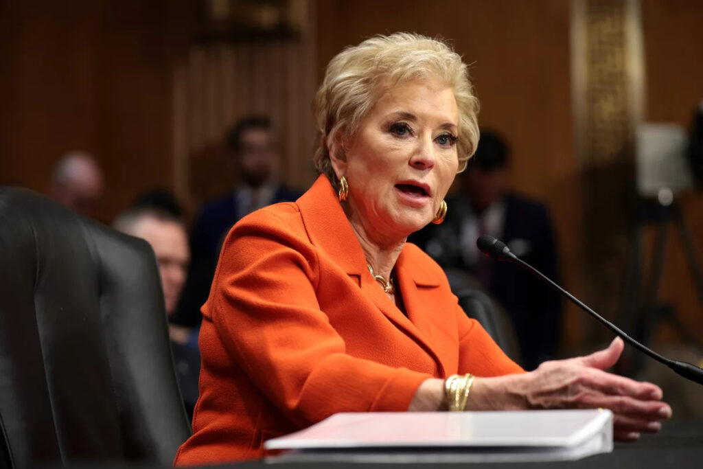 Trump’s education secretary Linda McMahon questioned by Senate committe