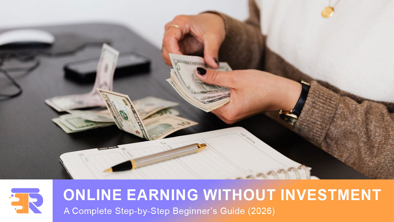 Online earning without investment showing passive income growth through blogging, adsense, and affiliate marketing